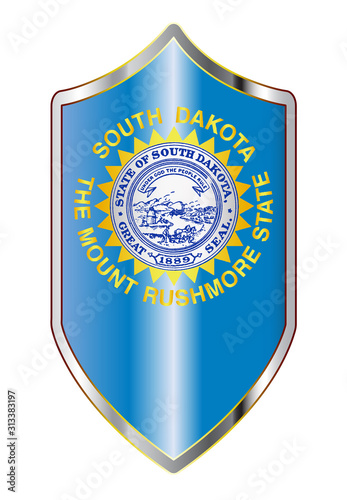 South Dakota State Flag On A Crusader Style Shield