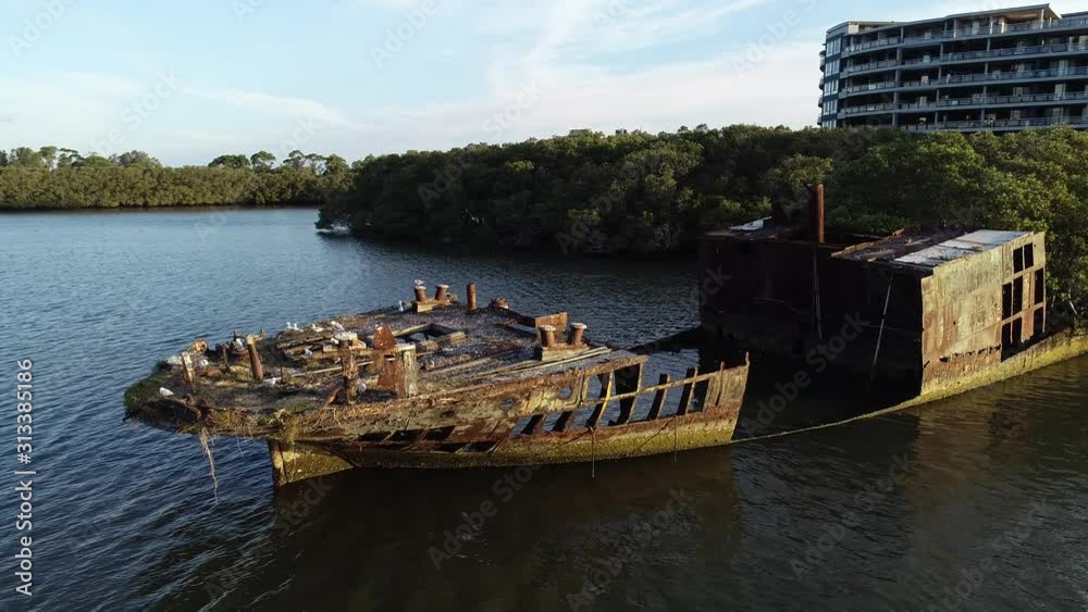 Abandoned ship wrecks in Homebush Bay, Sydney Harbour Abandoned ship wrecks in Homebush Bay, Sydney Harbour