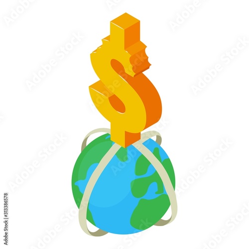 World currency icon. Isometric illustration of world currency vector icon for web