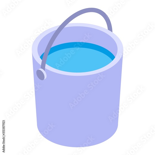 Water bucket icon. Isometric of water bucket vector icon for web design isolated on white background