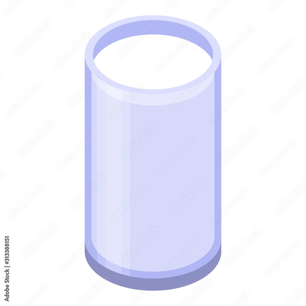 Milk glass icon. Isometric of milk glass vector icon for web design isolated on white background Milk glass icon. Isometric of milk glass vector icon for web design isolated on white background