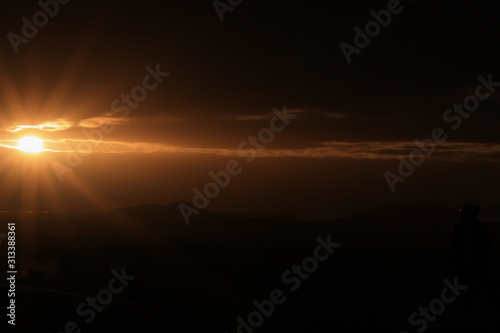 Sunrise in the clouds