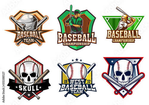 stock vector baseball emblem set. sports logo collection illustration