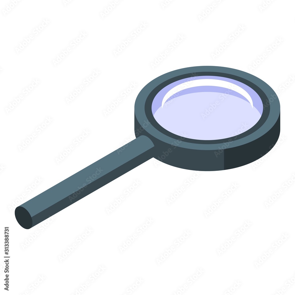 Magnifier icon. Isometric of magnifier vector icon for web design isolated on white background Magnifier icon. Isometric of magnifier vector icon for web design isolated on white background