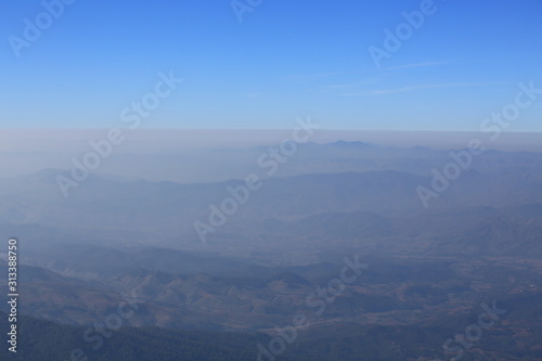 cloud sea view in the far , Chiang rai doi inthanon peak in thailand, the highest mountain in thailand