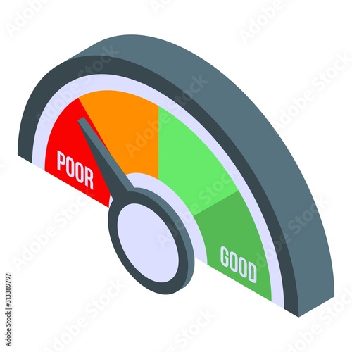 Poor credit score icon. Isometric of poor credit score vector icon for web design isolated on white background