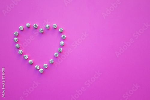 heart for an inscription, mock-up put on Valentine's Day, heart on a pink background