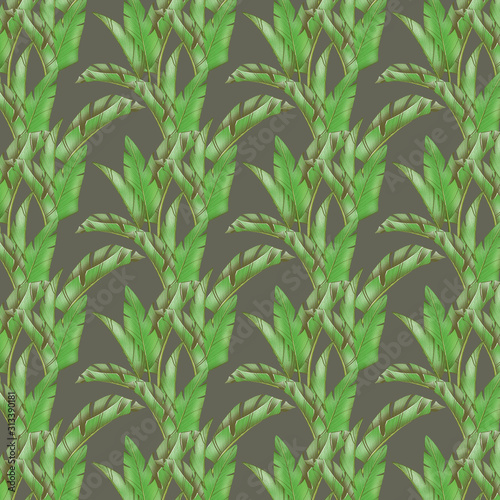 Wallpaper Mural Digital illustration pattern creative cute green-pink tropical textural leaves. A print in a pencil style for children for fabrics, paper, invitations, cards, scrapbooking. Torontodigital.ca