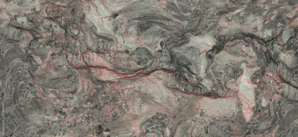 Rustic Marble Texture Background With Cement Effect In Grey Colored Design and Red Curly Veins, Natural Marble Figure With Sand Texture, It Can Be Used For Interior-Exterior Home Decoration.
