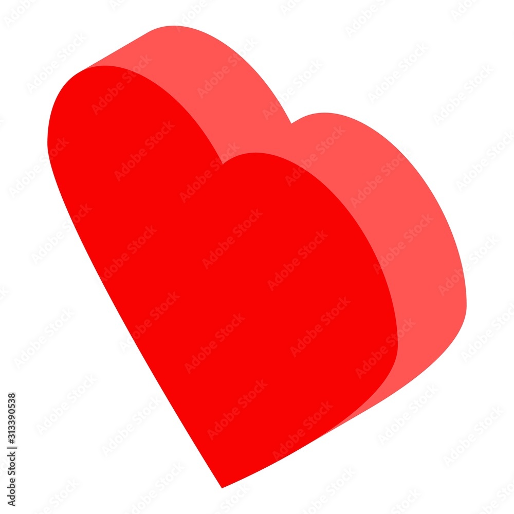 Red love heart icon. Isometric of red love heart vector icon for web design isolated on white background