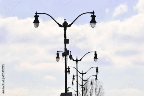 Double Black Steel or Iron Street lights single and row s