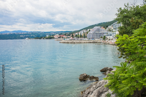port city Rijeka in Croatia urban landmark view on vacation resort waterfront district with hotel building on Adriatic sea coast © Артём Князь