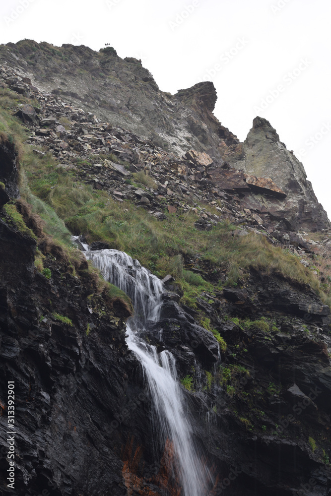 The waterfall at Tregardock Beach North Cornish Coast