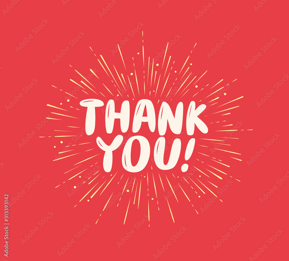 Thank You greeting. Card with hand drawn letterinig vector illustration