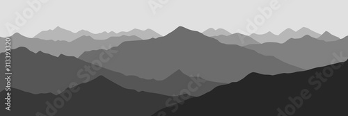 Fantasy on the theme of the mountain landscape, black and white landscape