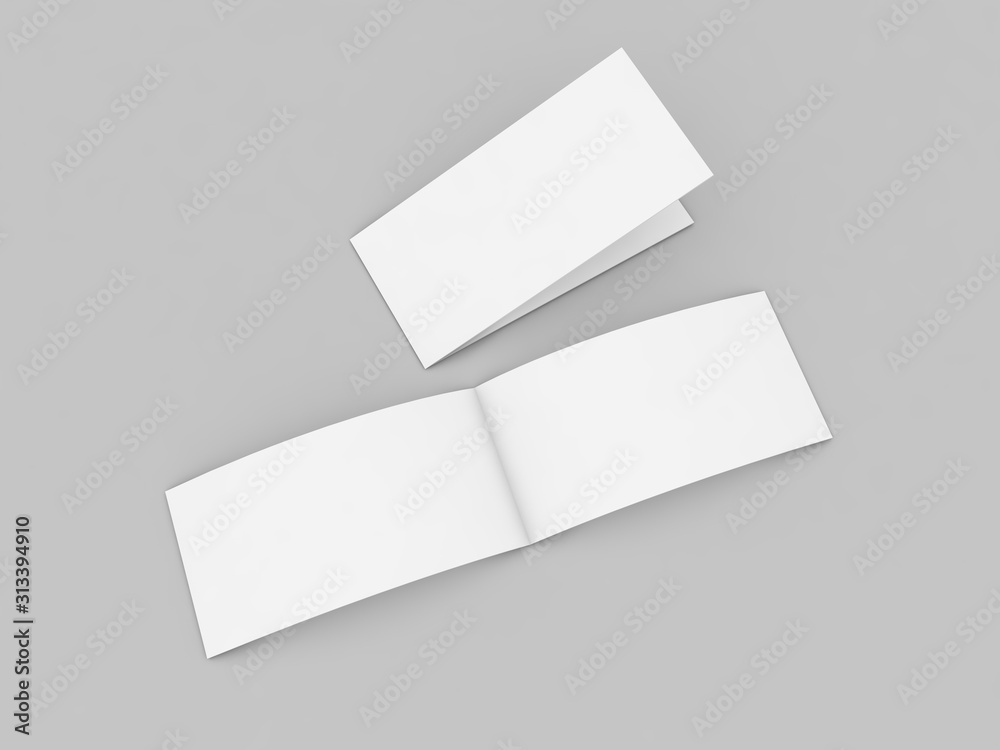 Two postcards mock up on gray background. 3d render illustration.. Two postcards mock up on gray background. 3d render illustration..