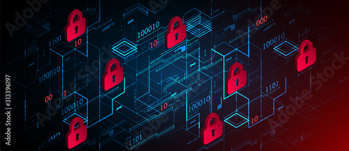 Protection background. Technology security, encode and decrypt.