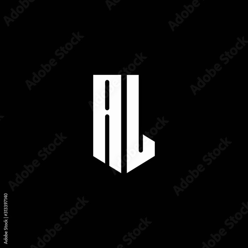 AL logo monogram with emblem style isolated on black background