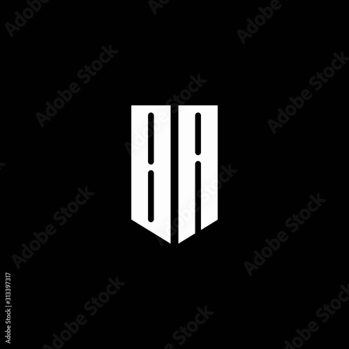 BA logo monogram with emblem style isolated on black background