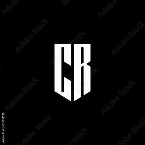 CR logo monogram with emblem style isolated on black background