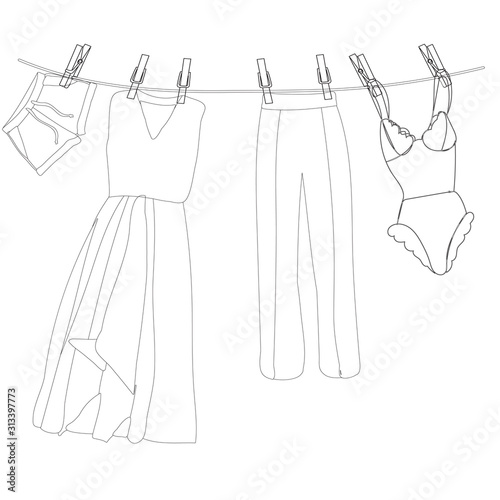  sketch women's clothing weighs on a rope