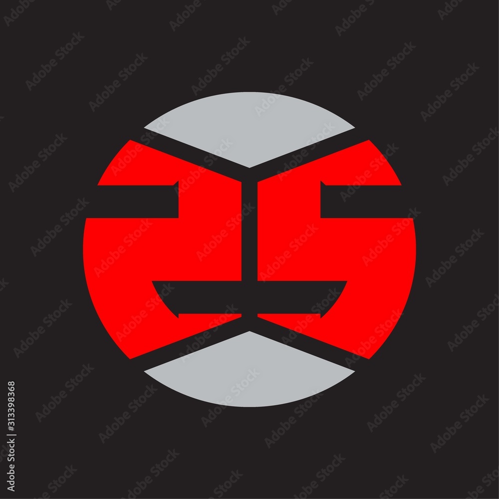 Obraz premium ZS Logo monogram with piece circle ribbon style on red colors and black background