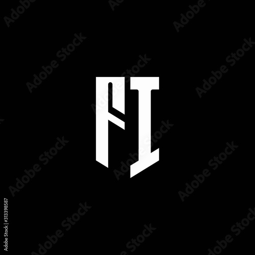 FI logo monogram with emblem style isolated on black background