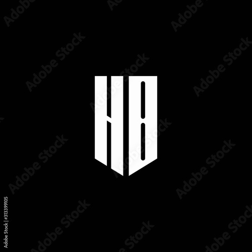 HB logo monogram with emblem style isolated on black background