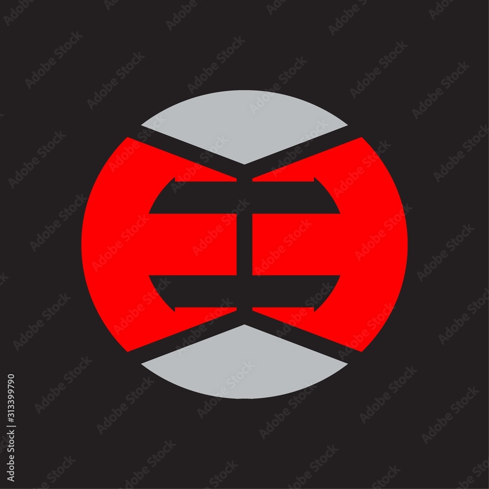 Obraz premium EE Logo monogram with piece circle ribbon style on red colors and black background