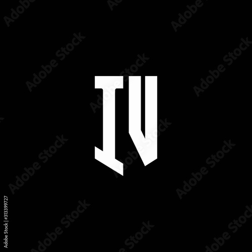 IV logo monogram with emblem style isolated on black background