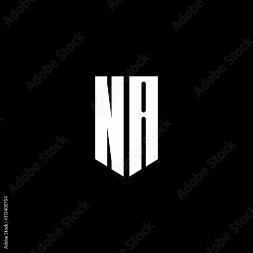 NA logo monogram with emblem style isolated on black background