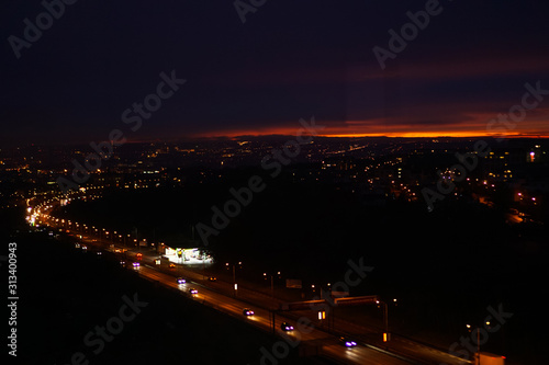 Night view of prague from the top - sunset sky