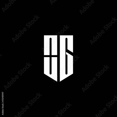 OG logo monogram with emblem style isolated on black background