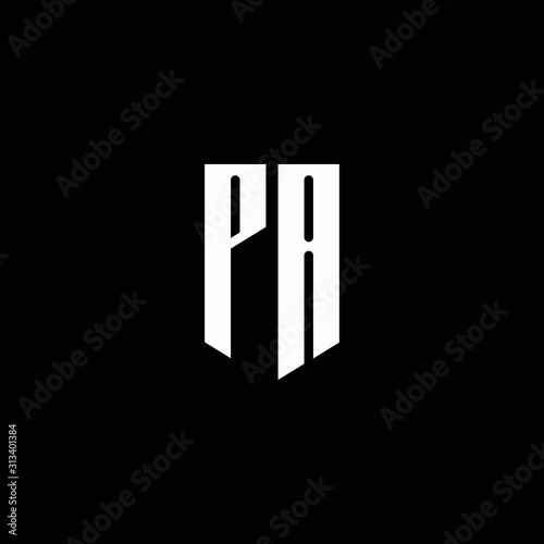 PA logo monogram with emblem style isolated on black background