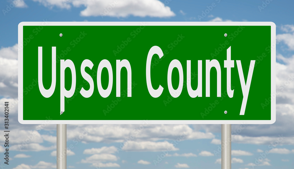 Rendering of a green 3d highway sign for Upson County Rendering of a green 3d highway sign for Upson County