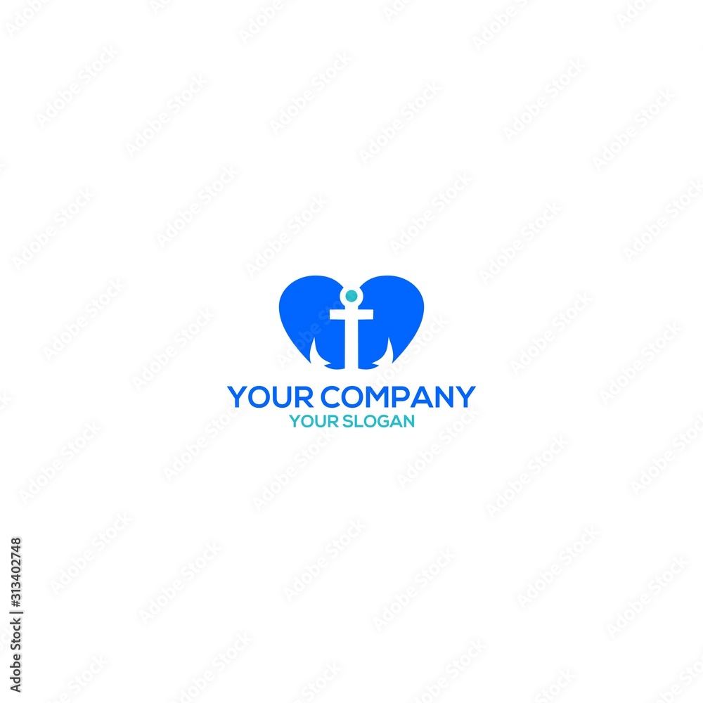 Love Anchor Logo Design Vector