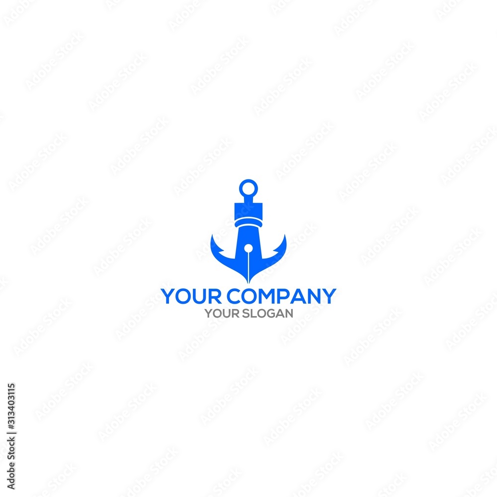 Anchor Pen Education Logo Design Vector Anchor Pen Education Logo Design Vector