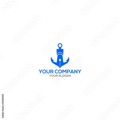 Anchor Pen Education Logo Design Vector