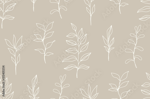 Floral vintage seamless pattern with foliage