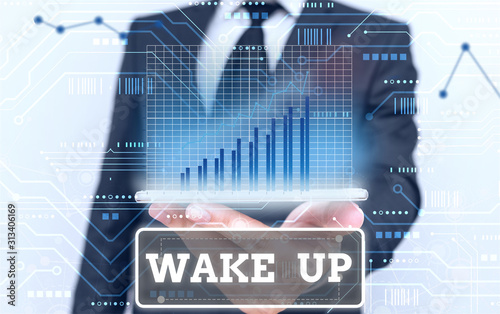 Obraz na plátně Conceptual hand writing showing Wake Up