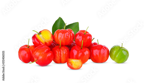Barbados cherry isolated on white background