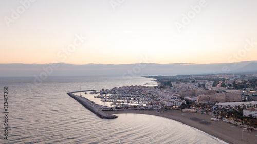 susent in marbella with aerial views of puerto banus, in the costa del sol photo