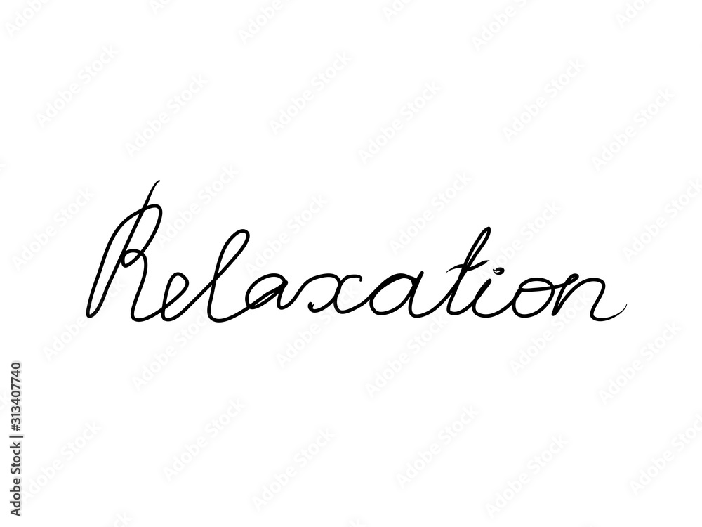 Relaxation handwritten text inscription. Modern hand drawing calligraphy. Word illustration black