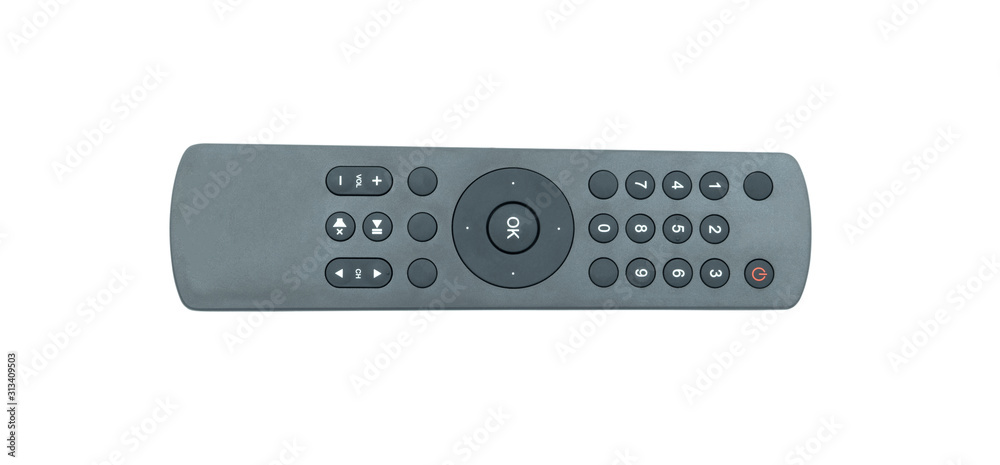 wireless system remote control flat lay top view isolated on white background wireless system remote control flat lay top view isolated on white background