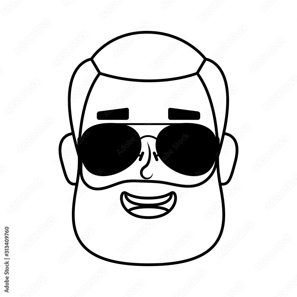 young man head with beard and sunglasses young man head with beard and sunglasses