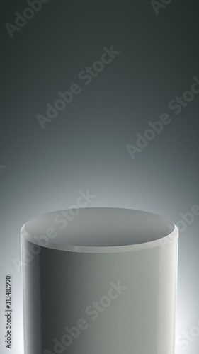 Elegant Round Blank product stand. Platform for design. Pedestal for display. Futuristic concept background. 3D rendering