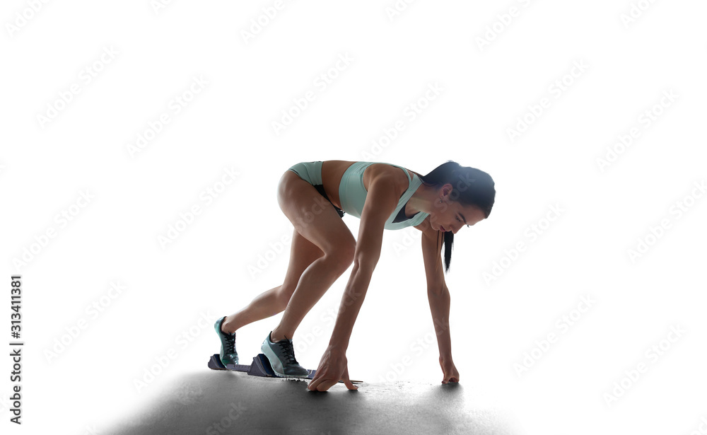 Female athlete isolated on white. Female athlete isolated on white.