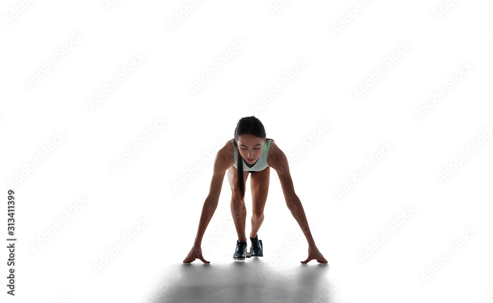 Female athlete isolated on white. Female athlete isolated on white.