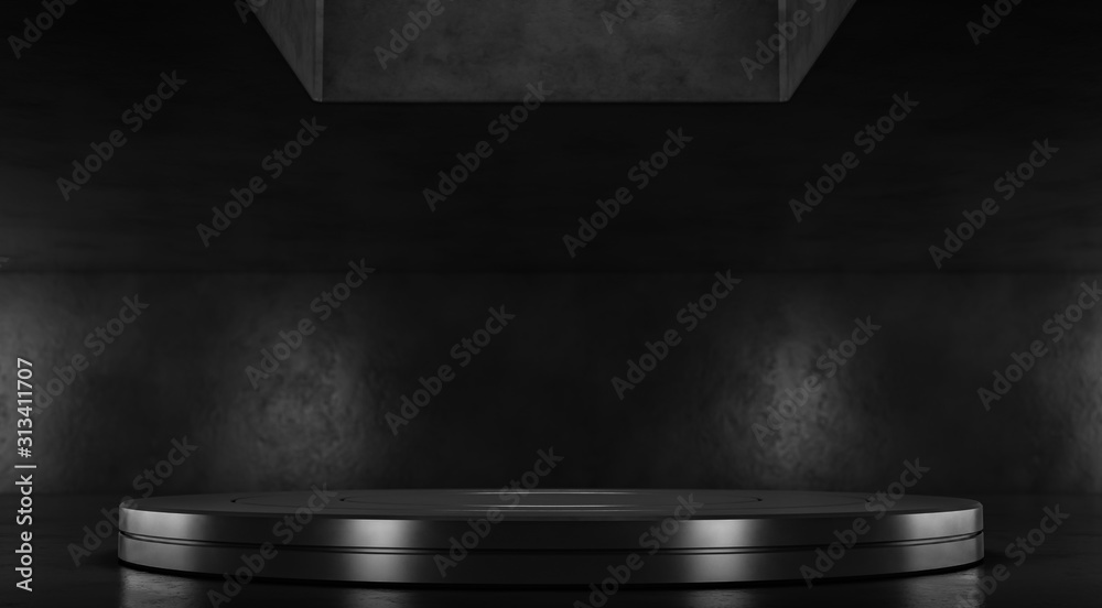Obraz premium Round Blank product stand. Platform for display. Pedestal for design. 3D rendering.