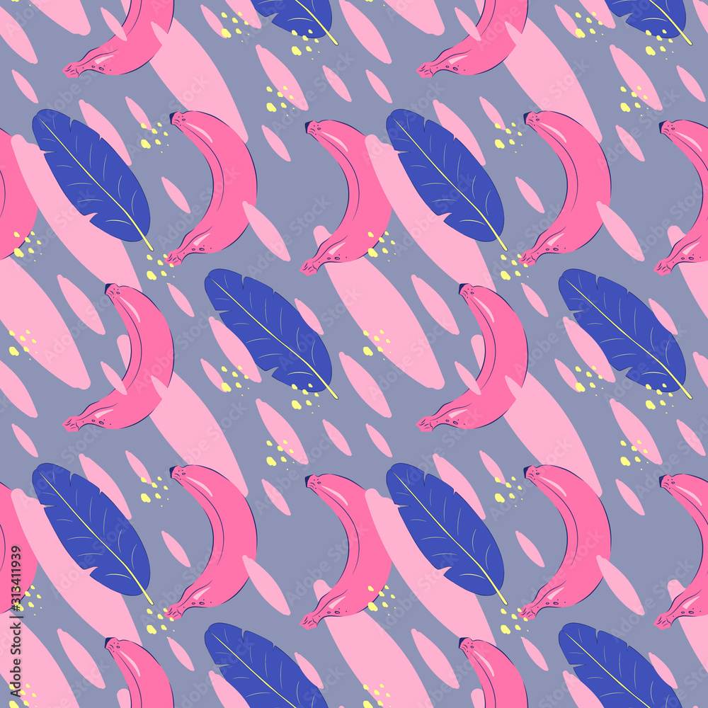 Fototapeta premium Vector banana pattern with abstract figures